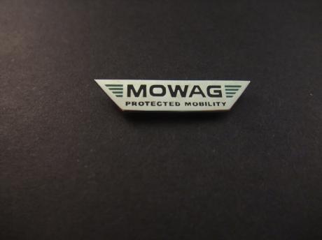 Mowag ( Motorwagenfabrik) Zwitserse fabrikant van militaire voertuigen,protected mobility logo